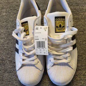 ADIDAS Superstar Originals, US Size 11, white w/Black Stripes, and Gold Logo